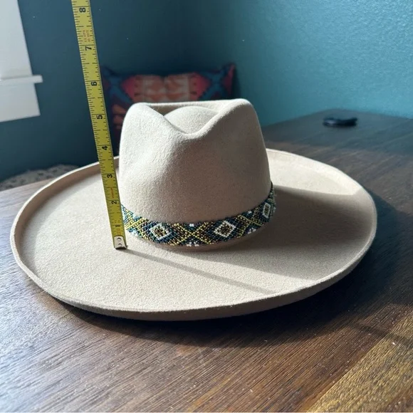 100% Wool Olive & Pique Tan Women's Hat with Beaded Band - Picture 11 of 15